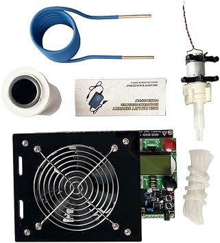 Induction Heater, 3000W ZVS Induction Heater Heating PCB Board Machine+ Coil+70mL rucible+Pump+Power Supply(Rosso)