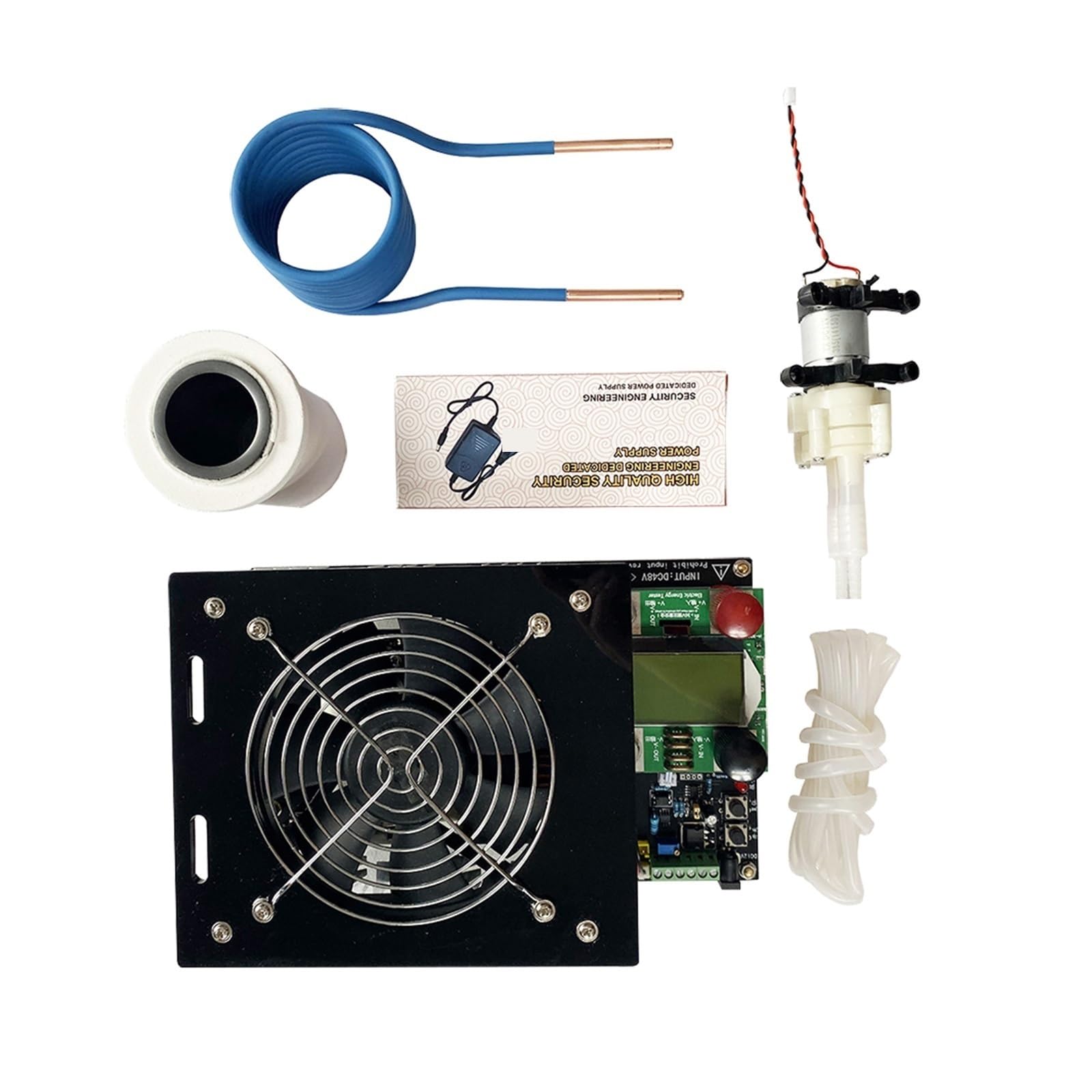Nagrzewnica indukcyjna 3000W ZVS nagrzewnica indukcyjna nagrzewnica indukcyjna płytka drukowana maszyna grzewcza + cewka grzewcza + tygiel 70mL + pompa + zasilacz(A)