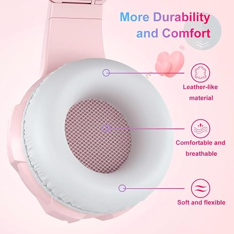 Anivia Headset Gaming Headsets - AH68S Wired Over Ear Headphone with Mic, Volume Control, Noise Isolating for Multi-Platform -Pink