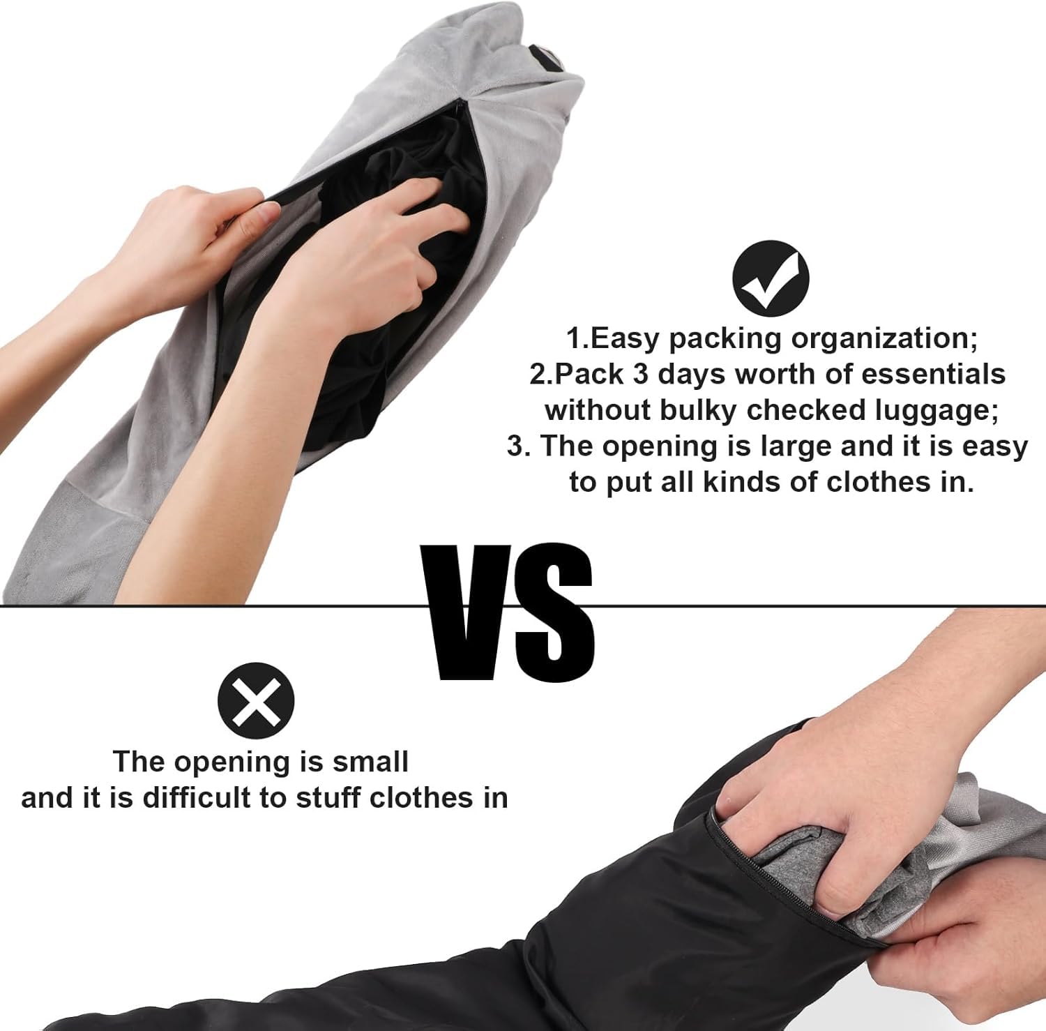 Almohada para El Cuello Almohada De Viaje Rellenable para El Cuello con Compartimento para Guardar Ropa Soporte de Viaje de Cojín(Grey)