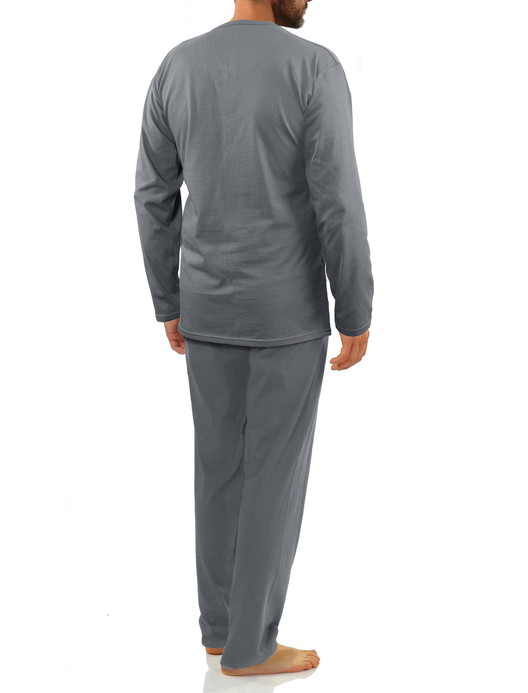 sesto senso Herren Schlafanzug Lang Baumwolle Militär Pyjama Langarm Lange Pyjamahose Set Nachtwäsche