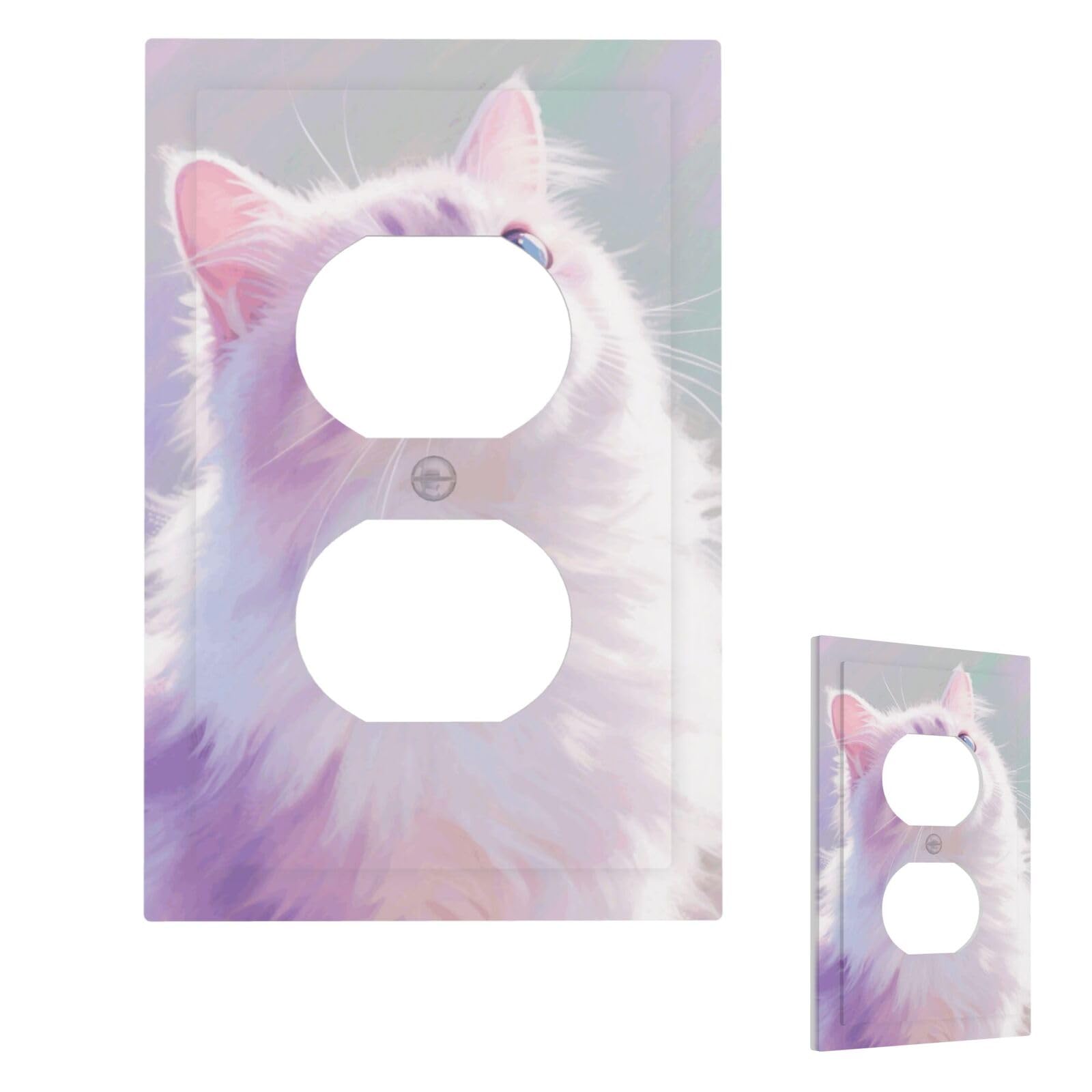 Cat Wall Plate Cover Modern Decorative 1 Gang Light Switch Cover Unbreakable Receptacle Outlet Covers For Living Room Bedroom Home Decor Duplex