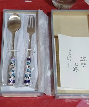 Amazon | 銀製 韓国 スプーン フォーク セット カトラリー 共箱付