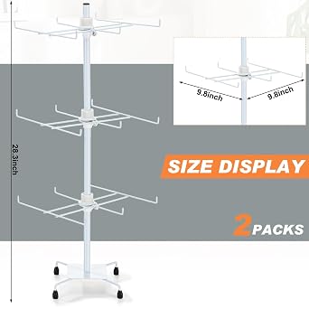 RattanView 2 Pcs Adjustable Jewelry Rotating Display Stand, White