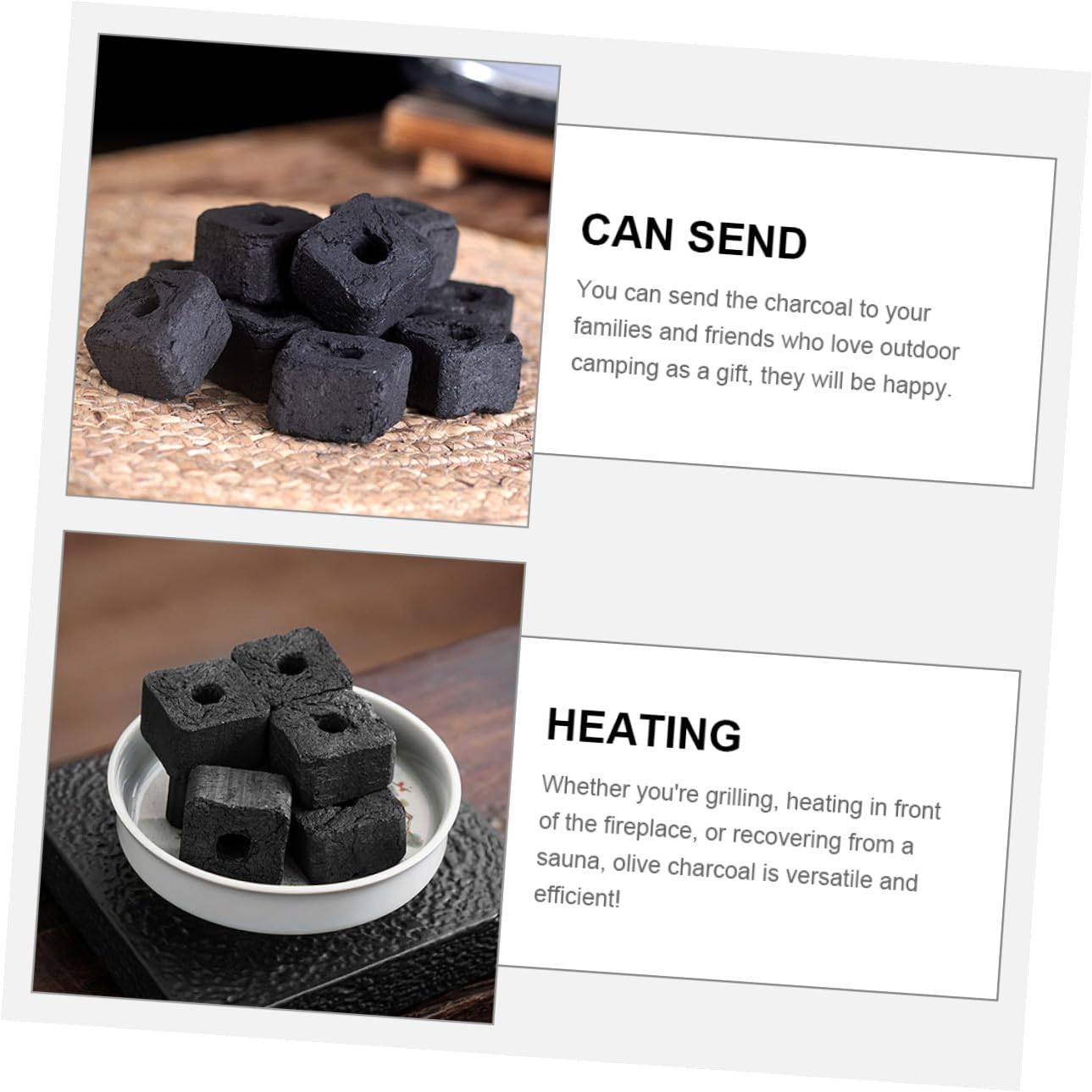 SHINEOFI Carbón Vegetal de Bambú para Barbacoa y Estufa de Chimenea al Aire Libre, Tableta de Carbón Portátil 500g para Camping y Calentamiento Multifunción