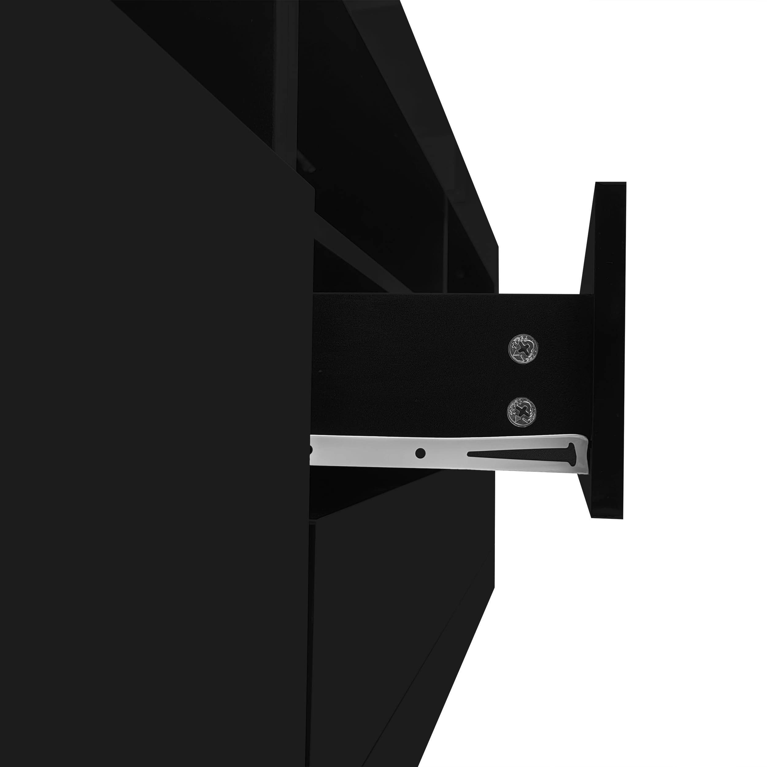 Murul, mobile porta TV con finitura lucida e illuminazione LED, 3 ripiani aperti, per televisori da 70 pollici, supporto TV lucido, 2 ante, 2 cassetti, controllo tramite app smart 160×35×60 cm (Nero)