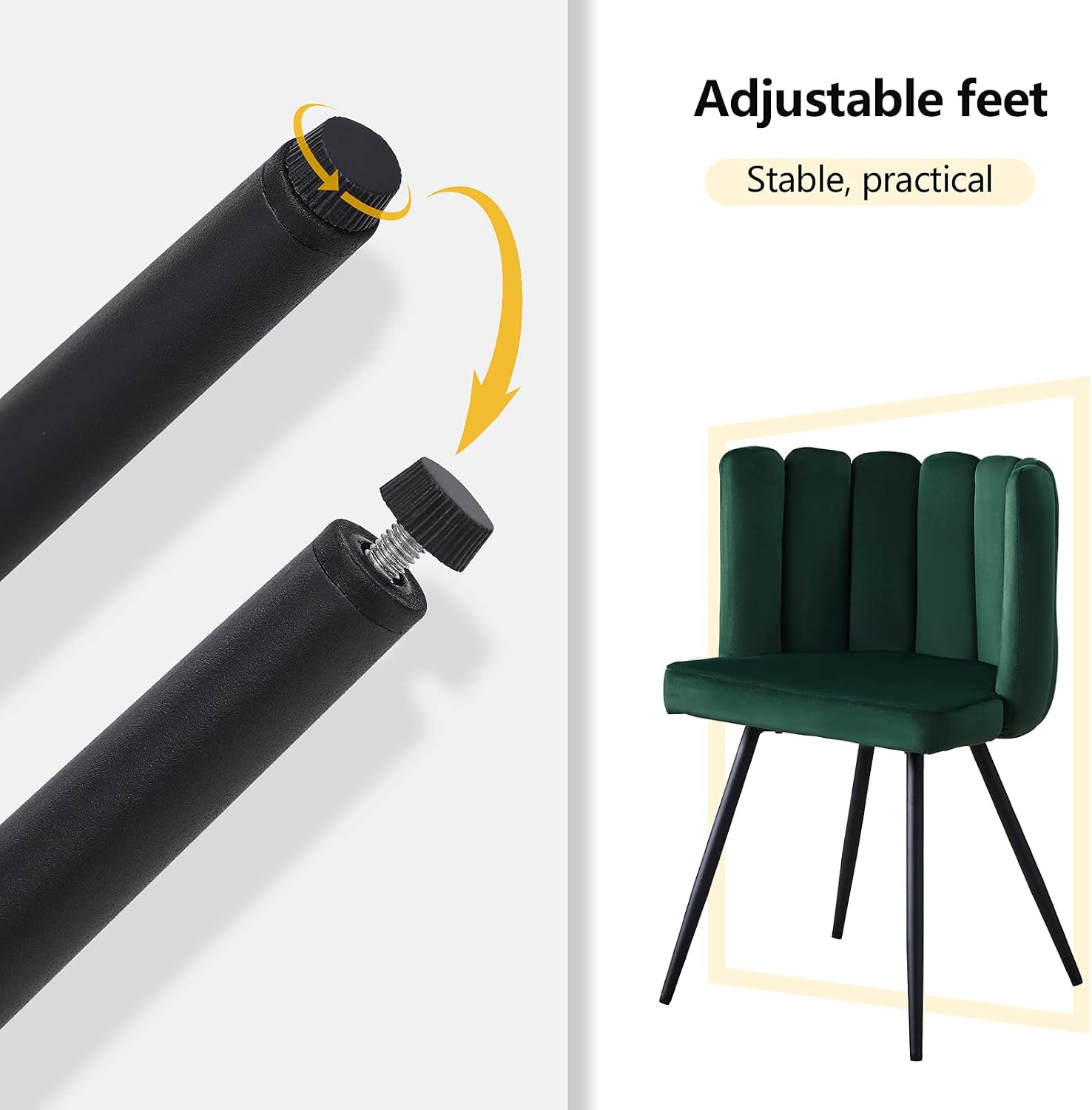 TUKAILAi Cute Petal Dining Chair, Modern Velvet Accent Chair with Shell Shaped Backrest, Thick Padded Seat and Black Metal Legs, Leisure Tub Chair for Dining Room Bedroom Living Room (Green)