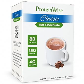 Proteinwise High Protein Hot Chocolate, Classic, Low Carb, Trans Fat Free, Low Sugar, Cholesterol Free, 7 Servings