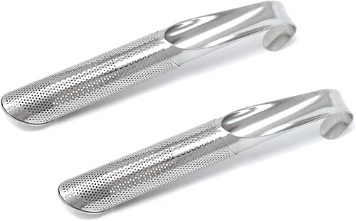Honbay 2 filtros de acero inoxidable para infusión de té, tubos con gancho para hojas sueltas hierbas y especias