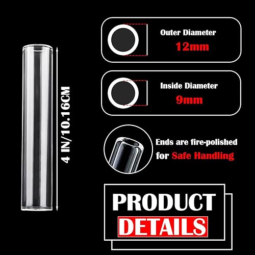 Miniatura 2 de 10 tubos transparentes de vidrio de borosilicato de 4 pulgadas de longitud 0.472 in de diámetro exterior 0.354 in ID 0.059 in de espesor tubos de