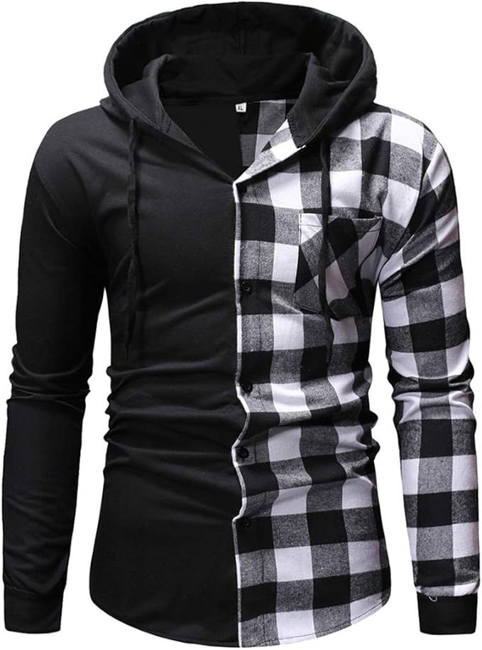 BFSWL Karohemd Herren Mit Kapuze - Langarm Freizeithemd Für Herbst & Winter