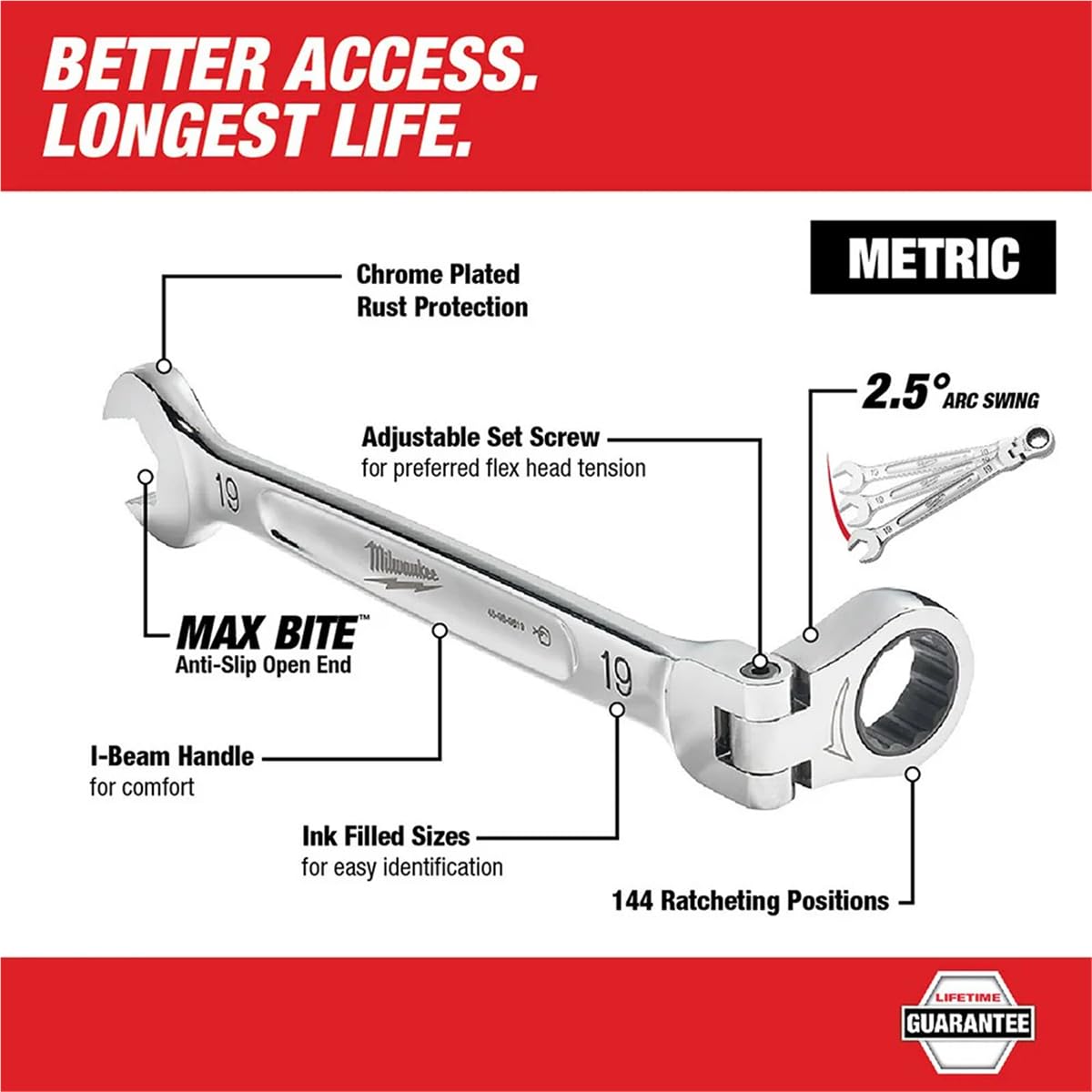 Milwaukee Juego de llaves de cabeza flexible métrica de 15 piezas, Herramientas