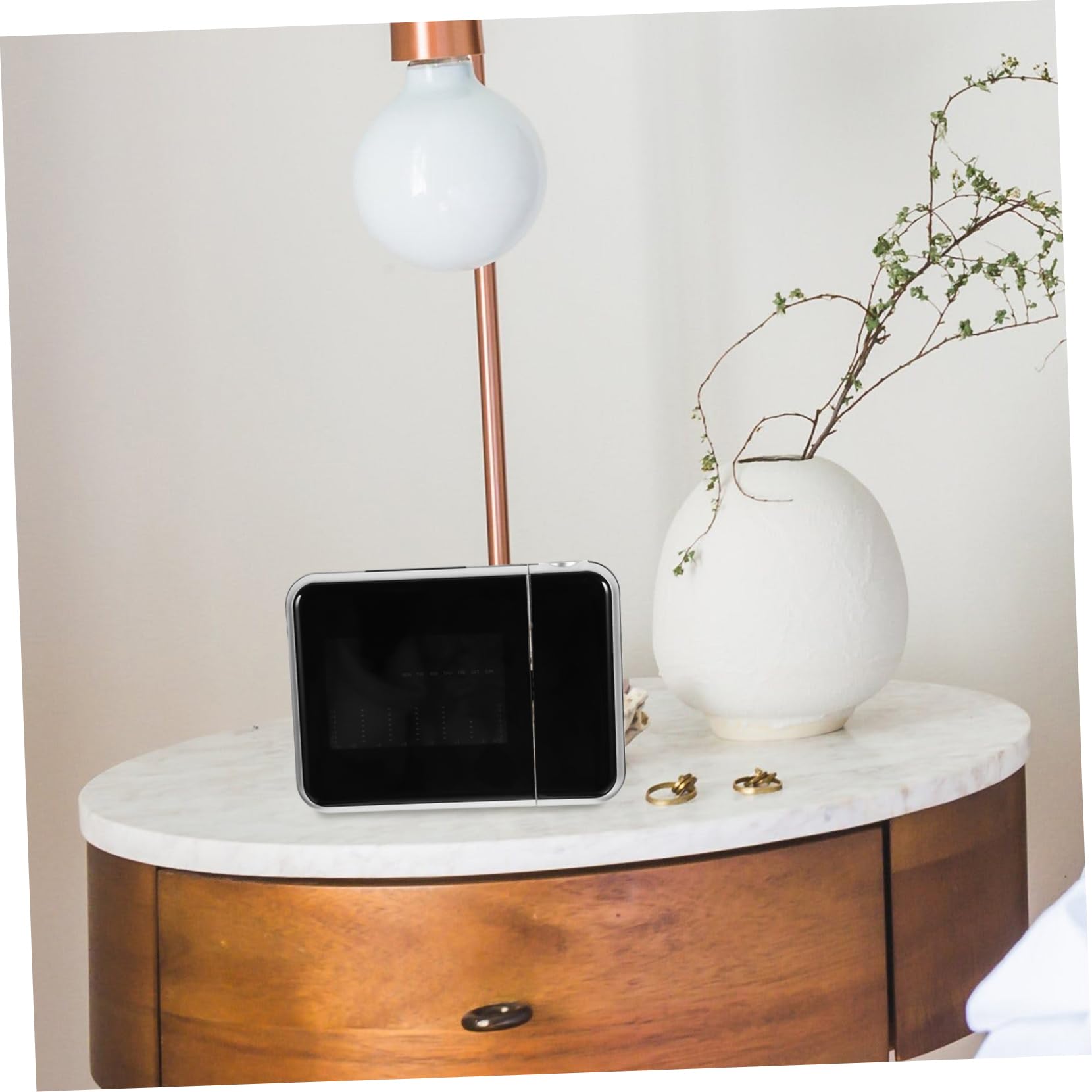 Cabilock Led Projection Alarm Clock with USB Charging Port Display Hour Format Battery Operated for Bedrooms and Temperature Projection Random Style