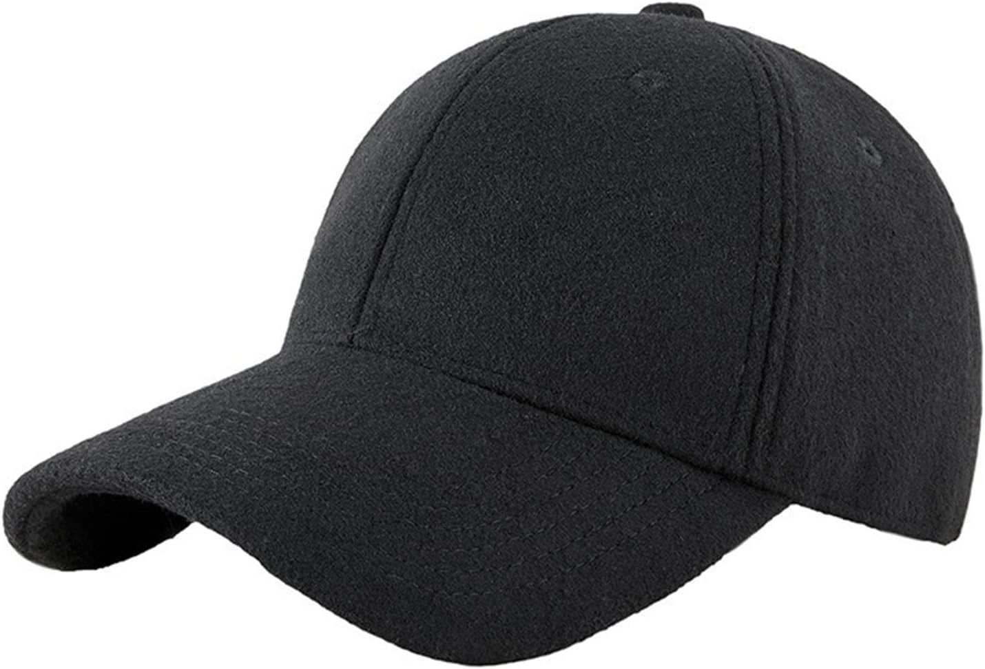 Men Warm Baseball Cap Big Hat Adjustable Woolen Classic Solid Dad Travel Outdoor