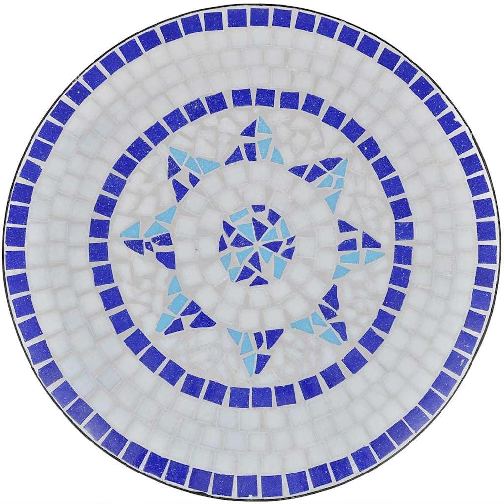 vidaXL Set de Bistro mosaïqué Table 60 cm et 2 chaises Bleu/Blanc de Jardin