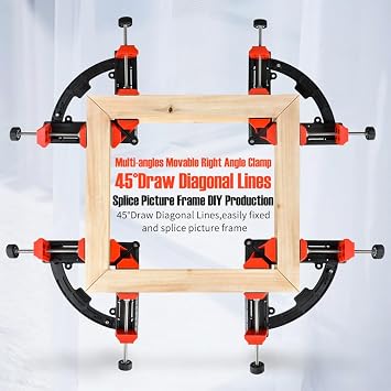 Right Angle Clamp, Multi Angles Movable Corner Clamps, 30-90 Degrees Adjustable Clamps for Woodworking (Red)