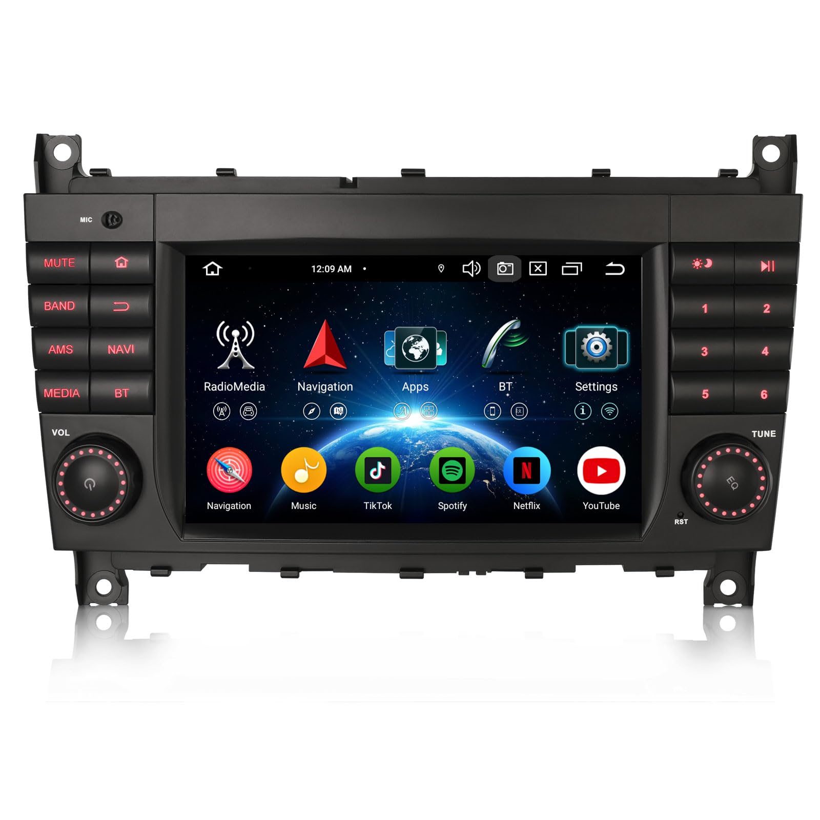 Erisin 4GB+64GB 8-Kern Android 16 Autoradio mit Bluetooth für Mercedes C-Klasse W203 CLC Klasse W203 C180 G-Klasse W463 7 Zoll IPS Touchscreen Wireless CarPlay Android Auto DAB+ WiFi 4G DSP Canbus USB