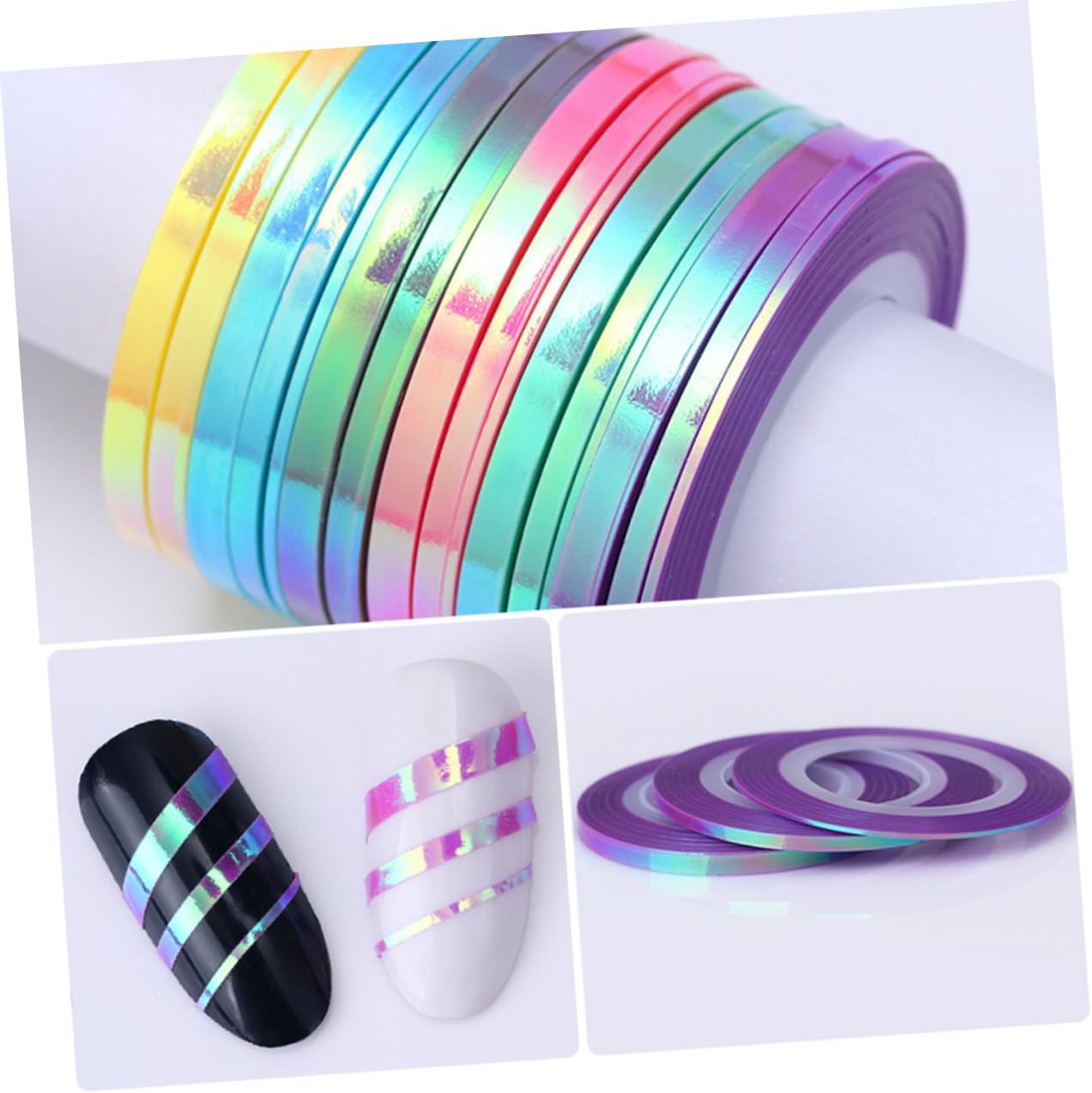 18rolls Nail Art Tape Shining Self-Adhesive Manicure Stickers for DIY Nail Design Mixed Colors for Women and Enthusiasts