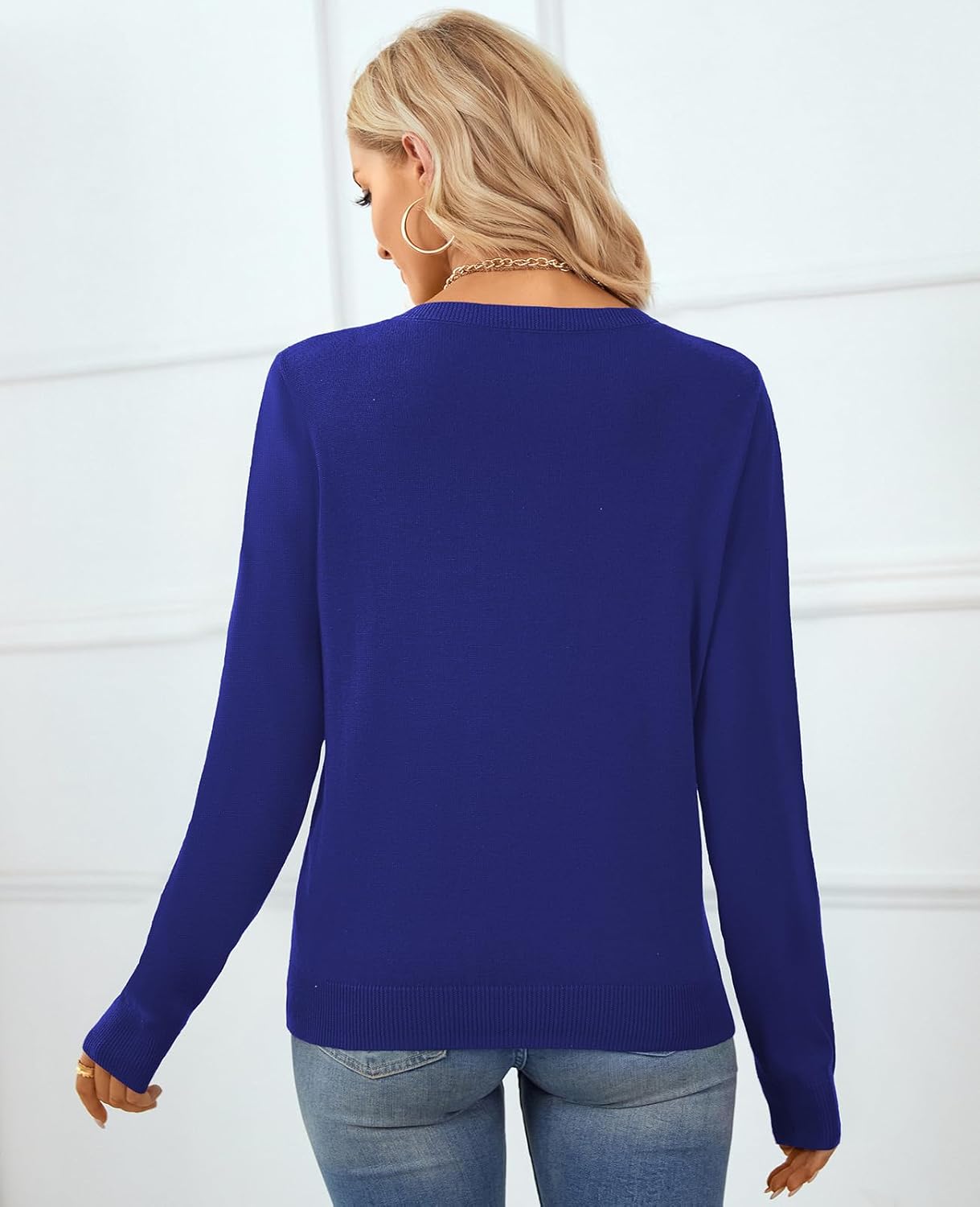 QUALFORT Women's Sweater 100% Cotton Long Sleeve Pullover Sweater Soft Lightweight Knit Tops 2026 - Image 2