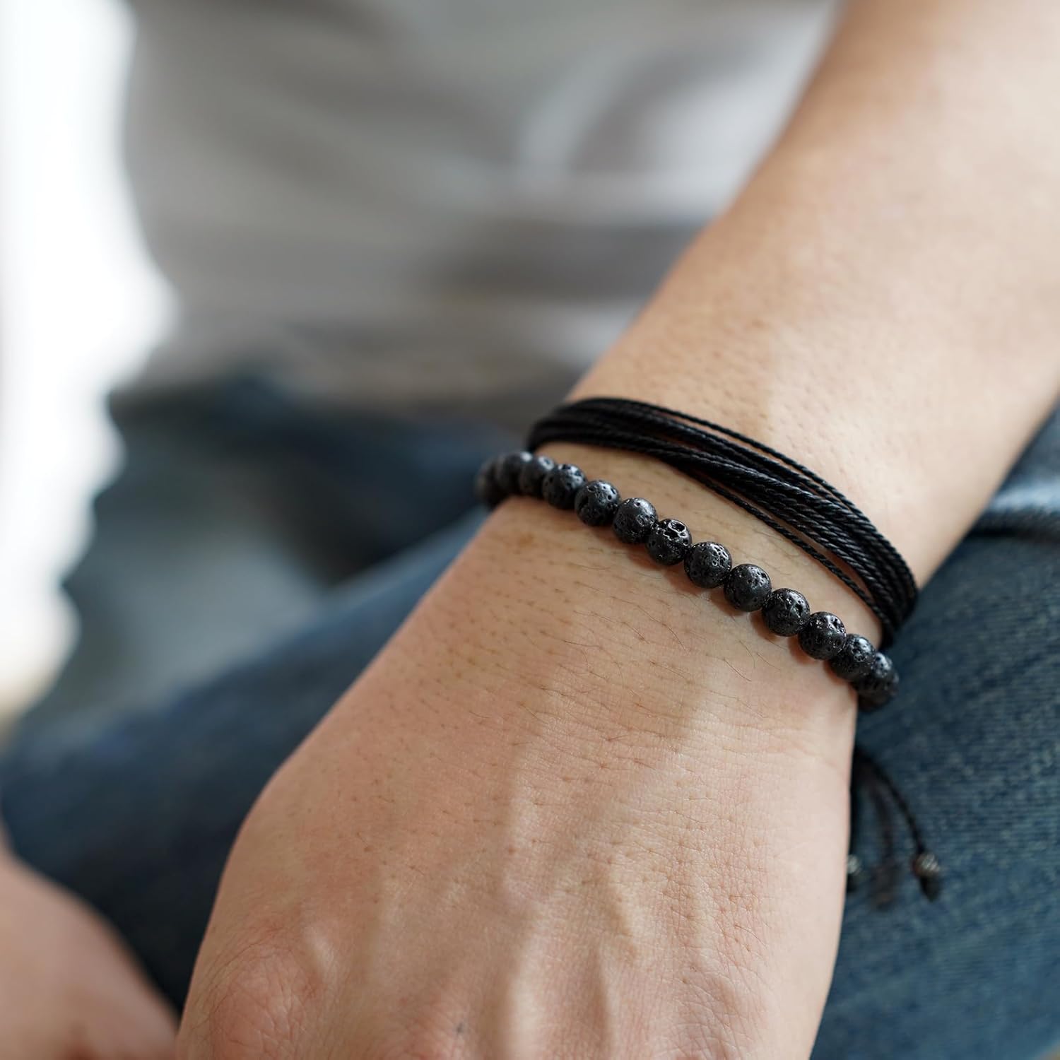 Natural Stone Beaded Bracelet Set, 2-Piece Healing Jewelry, Adjustable Waterproof String, Men's Gift - Image 5