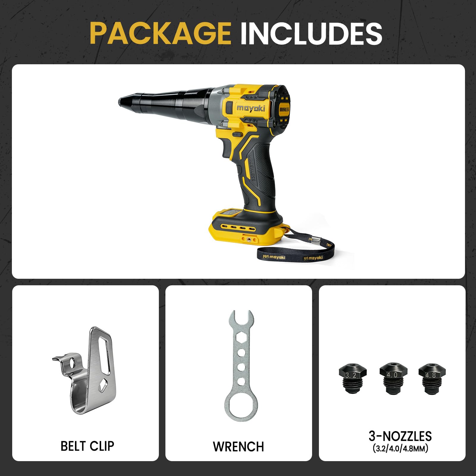 Pistola de Remache inalámbrica Compatible con batería Dewalt de 20 V MAX (Solo Herramienta), Herramienta de Remachadora eléctrica sin escobillas de 2248 Lbf, Herramienta de Remache Pop, Remachadora