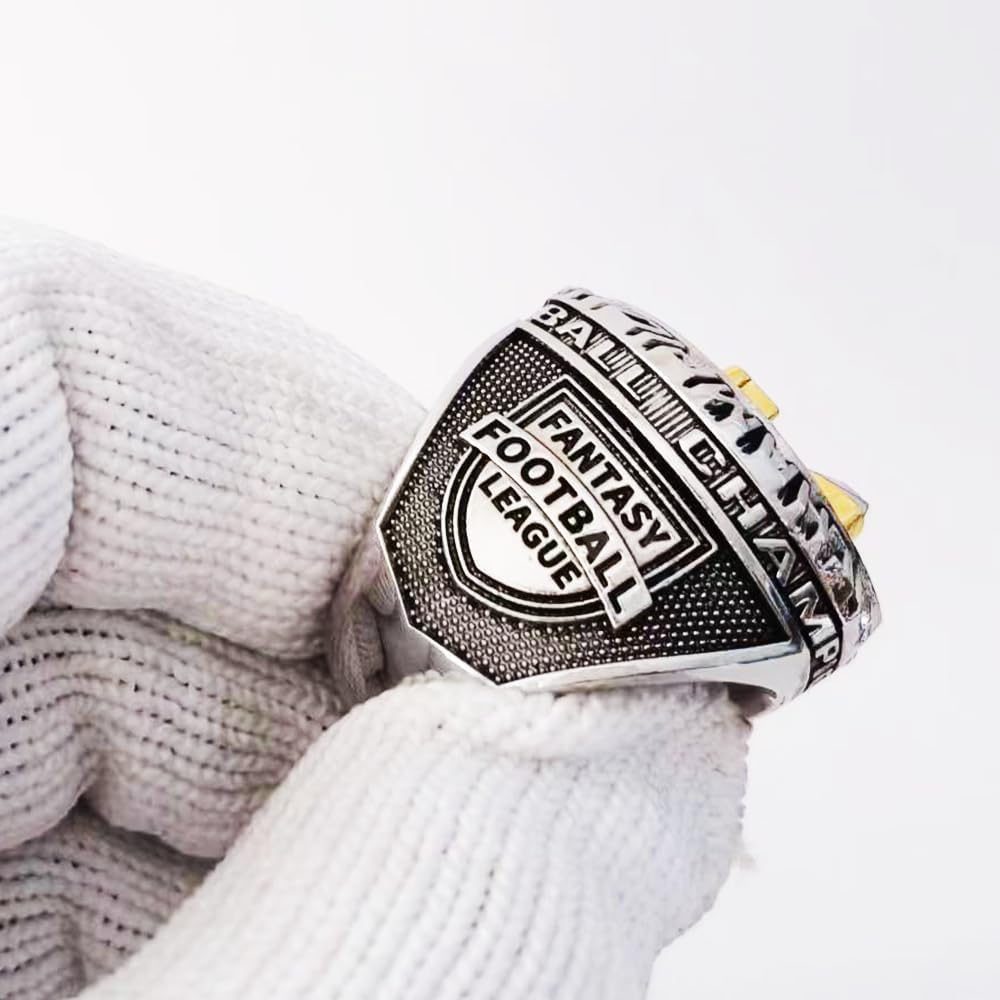 2024 Fantasy Football Trophy Ring and Case Together | Heavy 2024 FFL Championship Trophy Ring Award Trophy for Fantasy Football League Winner