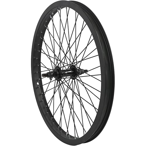 cubsala BMX Wheel 20 x 1.75 48H, Front and Rear Wheel with Single Speed Freewheel and Aluminium Rim, Black