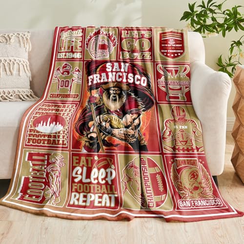 WTKBLAN Football Fan Throw Blanket San Francisco Team 60"x50