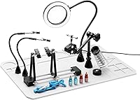 Vista 1 de SainSmart 2-in-1 Magnetic Helping Hands, Luxurious Soldering Repair Station with Silicone Soldering Mat, PCB Circuit Board Holder, 5X LED Magnifying