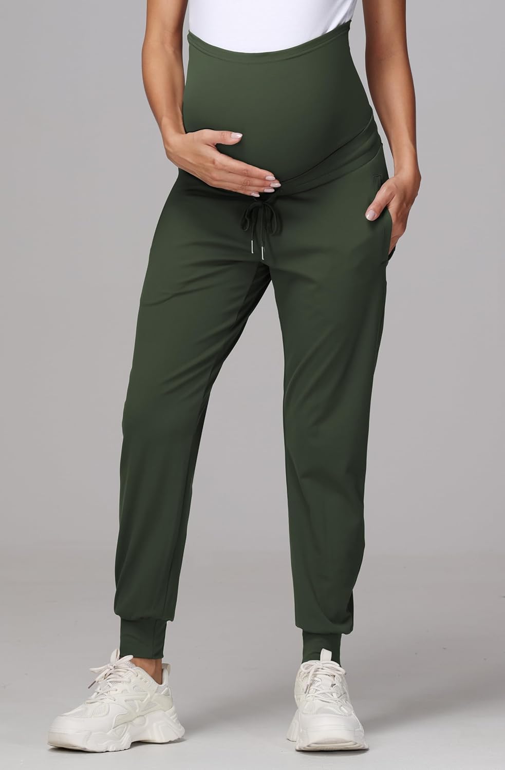 V VOCNI Maternity Joggers Pants Sweatpants Drawstring Pockets Pregnancy Pants Running Lounge Workout Jogging - Image 4