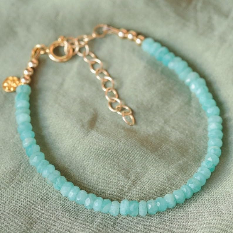 Pulsera amazonita de cuentas redondas 4mm ajustable moda espiritual 3