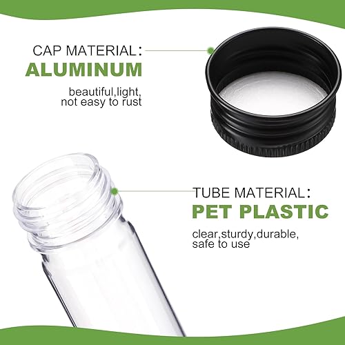 Miniatura 11 de Dandat 80 tubos de ensayo de plástico plano transparente de 2.2 fl oz con tapas de rosca, tubos de almacenamiento de recipientes de plástico