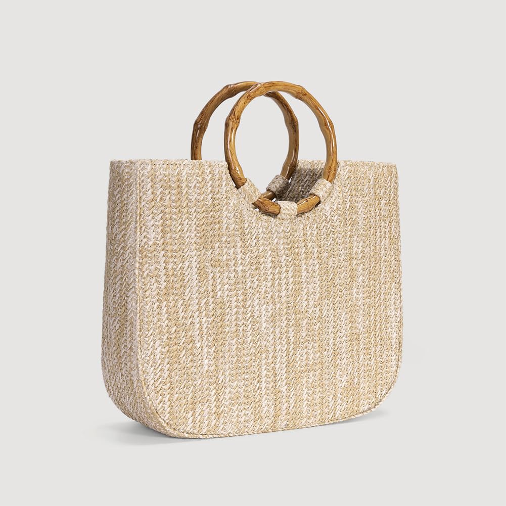 Chic Straw Clutch Purses for Women Top Handle Summer Bag Ideal Vacation Handbags Beach Woven Bag