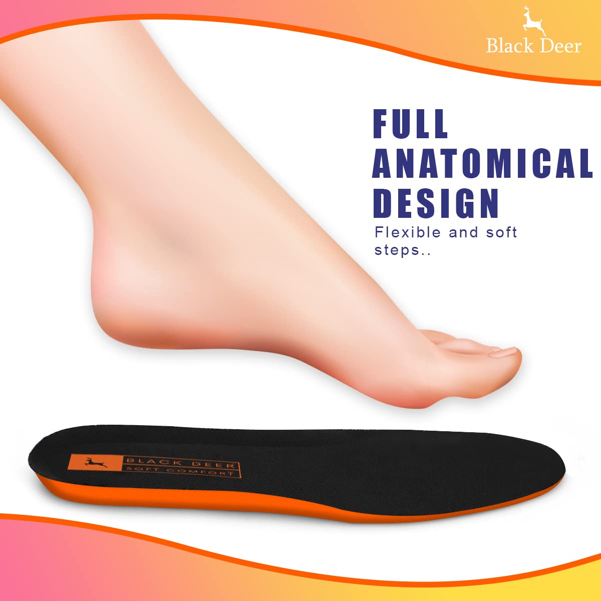 Black Deer Solette comfort per uomo e donna, solette sportive, solette per scarpe per uso quotidiano e stivali da lavoro, dolori ai piedi (43)