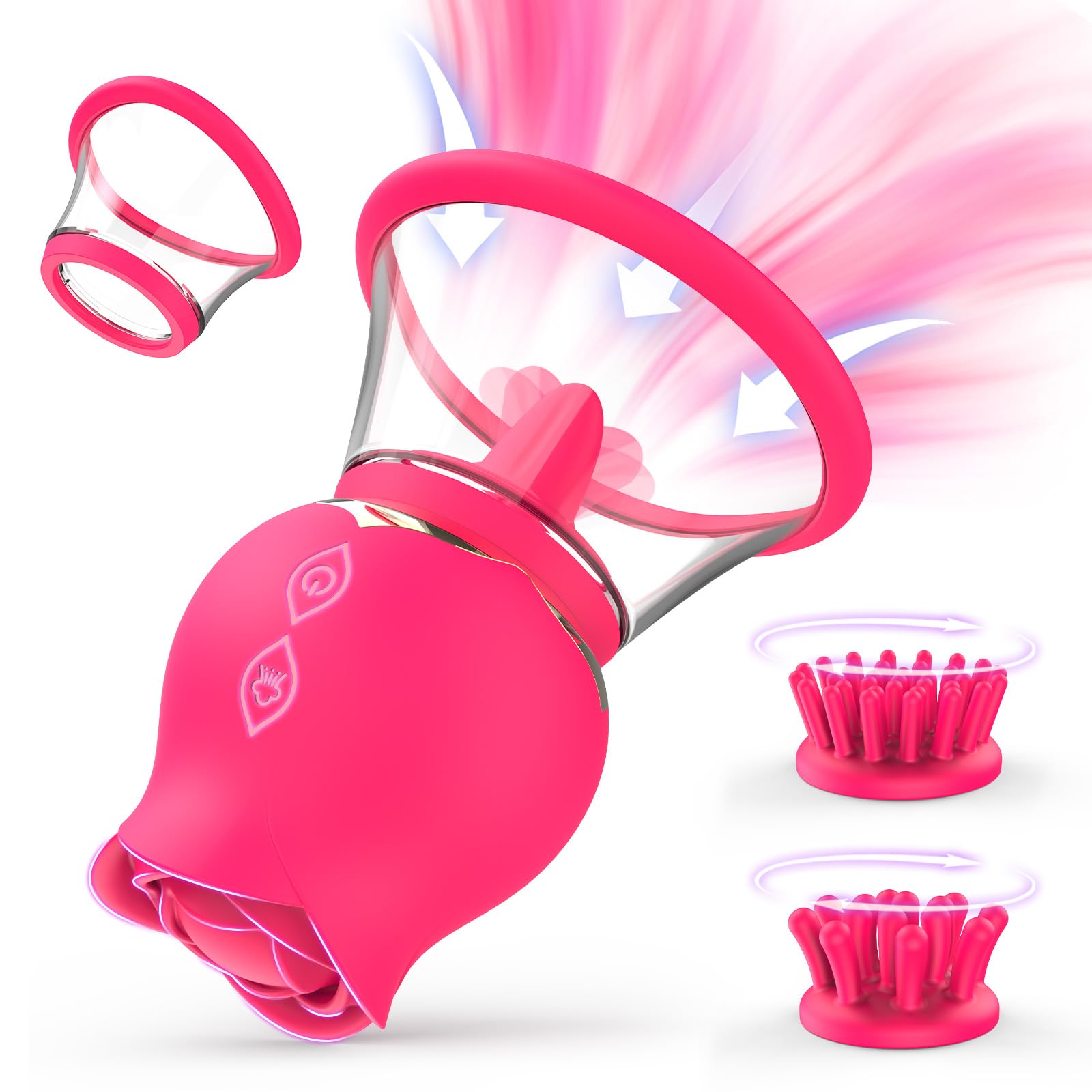 Sucking Vibrator Rose Toy with 3 Brush Heads 2 Removable Cups FunnyOne Adult Sex Toys Clit Sucker for