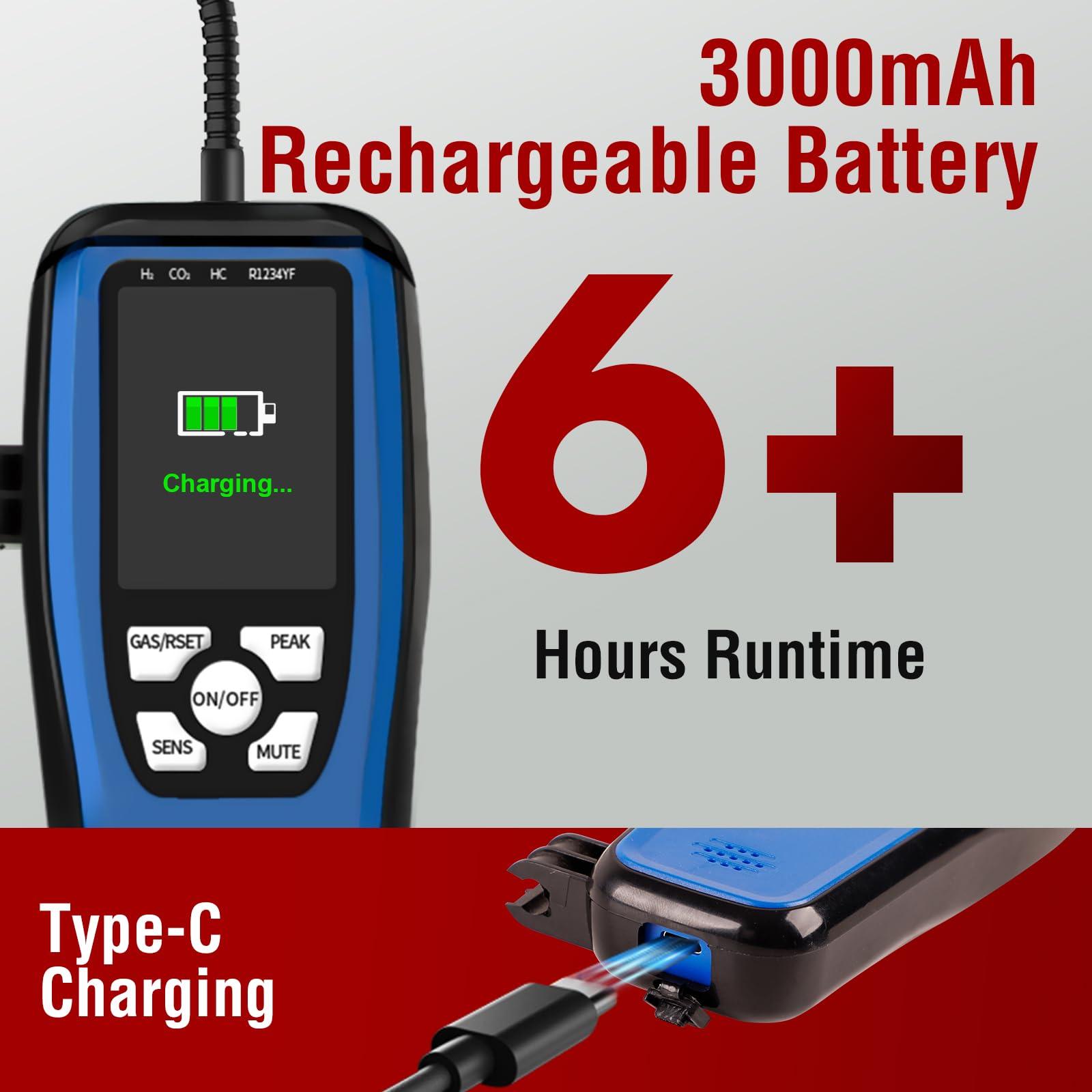 Aprvtio ALD-100 Rilevatore di perdite di refrigerante, fughe di gas refrigerante con batteria da 3000 mAh, Schermo da 2,8 piedi con funzione di allarme, rilevatori di gas per R32 R134a R454B R410A