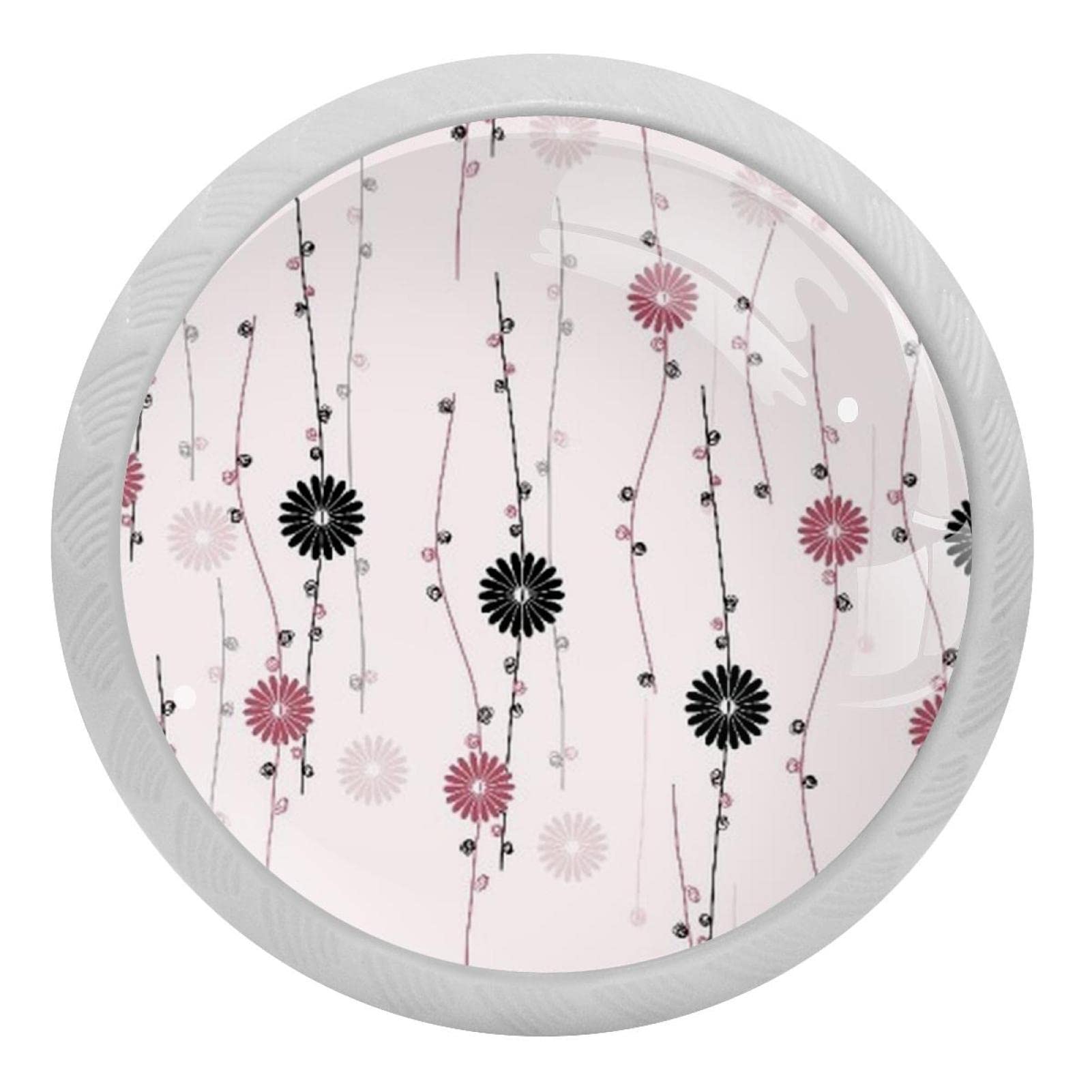 Boutons de cuisine fluorescents blancs avec texture rose pour poignée de meuble nocturne