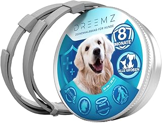 DREEMZ ® Tick Collar for Dogs - Flea Collar Dog Flea Protection Collar for Dogs - Tick Collar - 100% Natural - Protective Collar Against Fleas - 8 Months Protection - 63 cm Adjustable (2 Units) product image