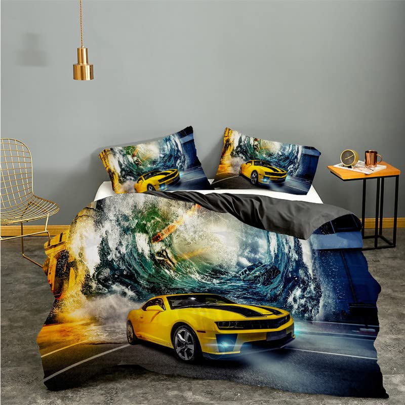 Housse de couette voiture de sport 160x200 pour chambre d'enfant dynamique