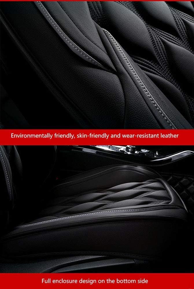 Car Seat Covers Full Set with Waterproof Leather,Airbag Compatible Automotive Vehicle Cushion Cover Universal Fit for Most Cars,D