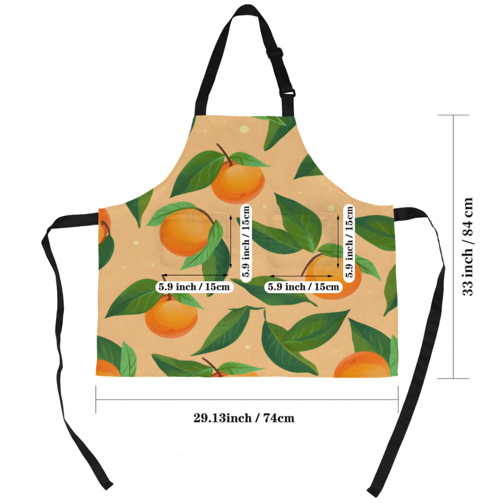 Aglebo Watercolour Orange Chef Apron with Pockets Adjustable Shoulder Strap Waterproof Cooking Apron for Kitchen Baking Gardening Pottery Painting