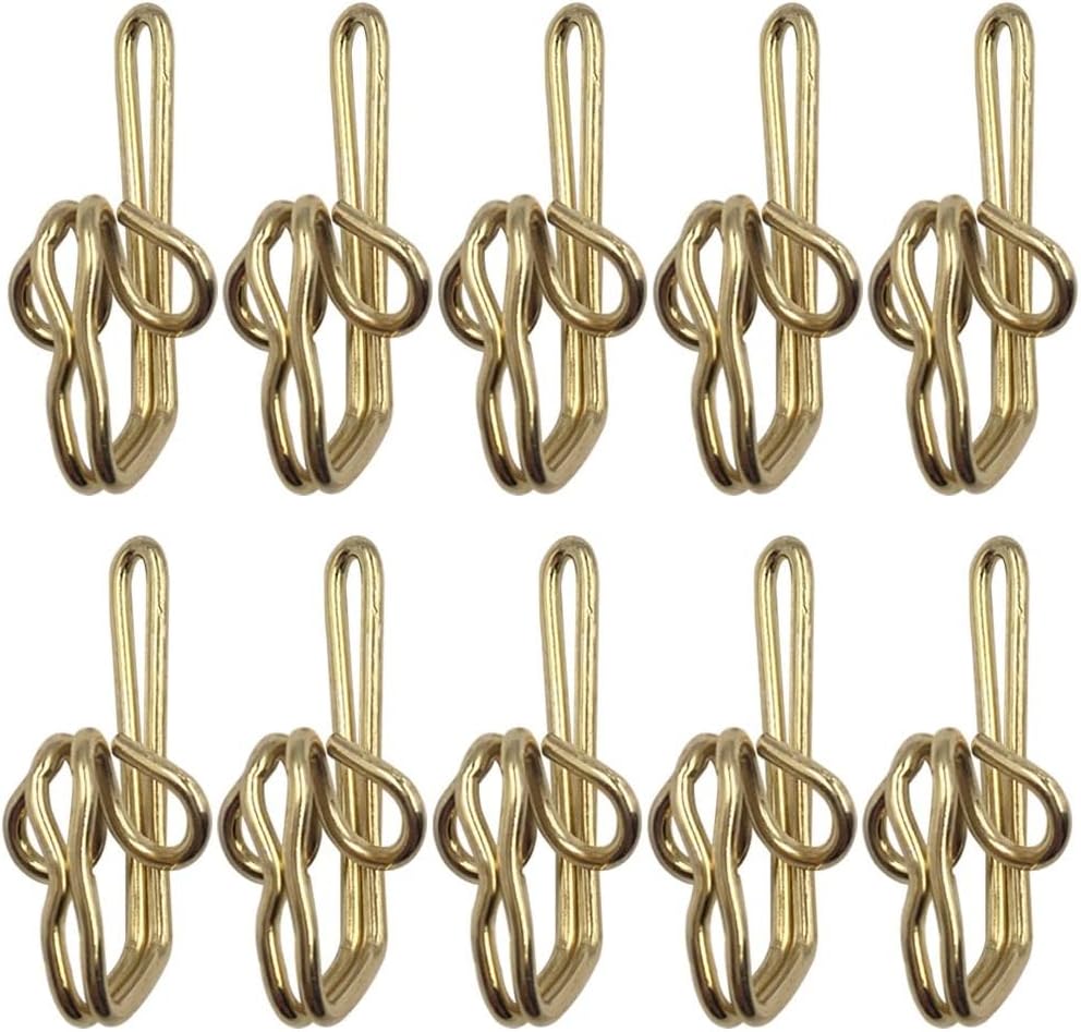 100 Pieces Metal Curtain Hooks, Drapery Hooks, Metal Curtain Header Tape (Gold)