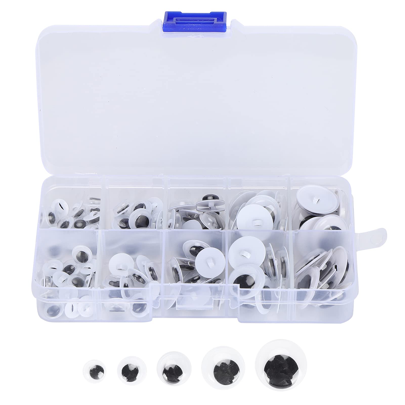 100pcs Round Wiggle Googly Eyes with Self Adhesive for Scrapbooking and Crafts, Sew on Googly Wiggle Eyes Buttons, Round Plastic Eyes for DIY Stuffed Animals Scrapbooking