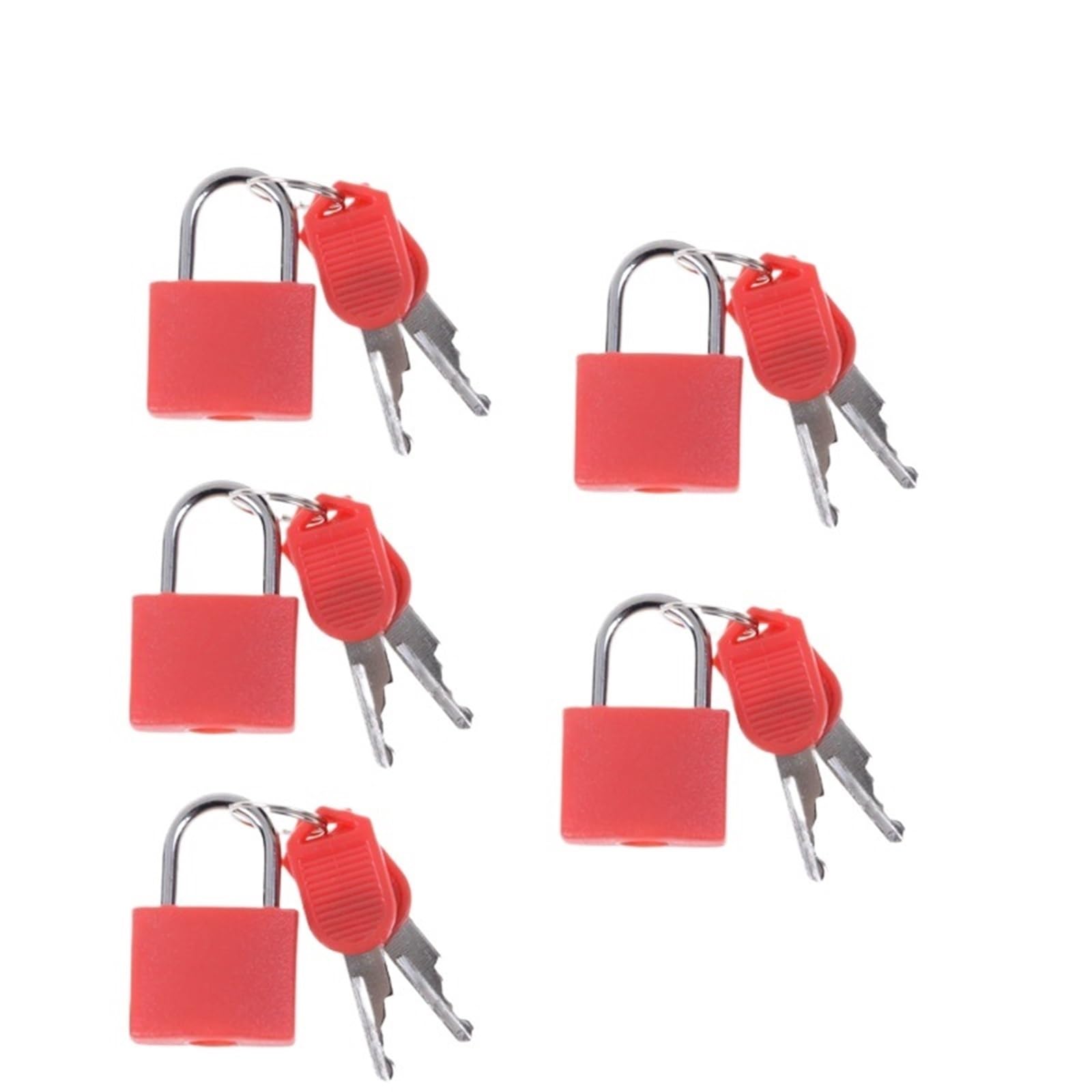 Lock Luggage 5PCS 22mm Small Mini Strong Steel Padlock Travel Suitcase Diary Lock with 2 Keys(5pcs red)