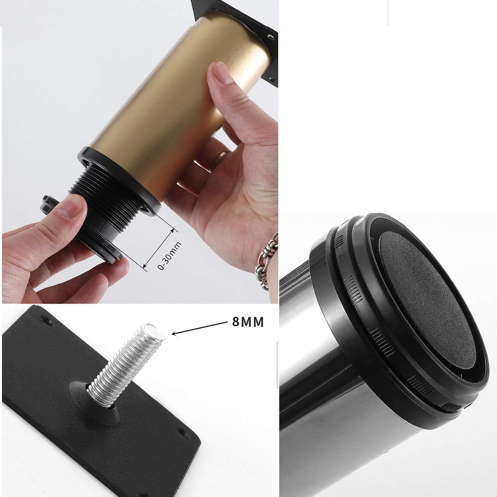 4 Pezzi Piedini per mobili in Acciaio Inox Piedini per mobili Regolabili Gambe in Metallo per tavoli di Ricambio Rotonde Gambe per alzate per mobili Gambe per divani Gambe per scri
