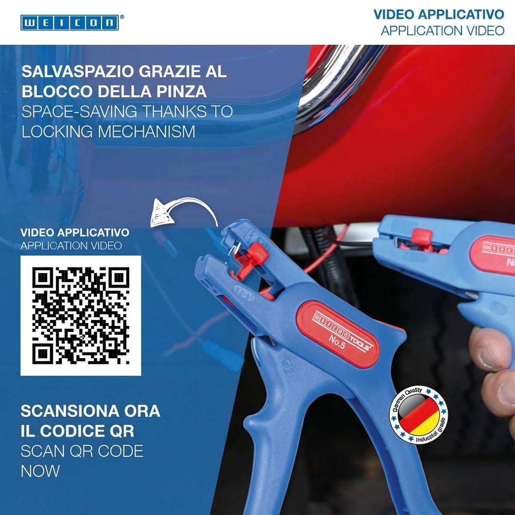 WEICON TOOLS Spelafili Automatico 0,2-6 mm² con Taglierina Laterale 2 mm