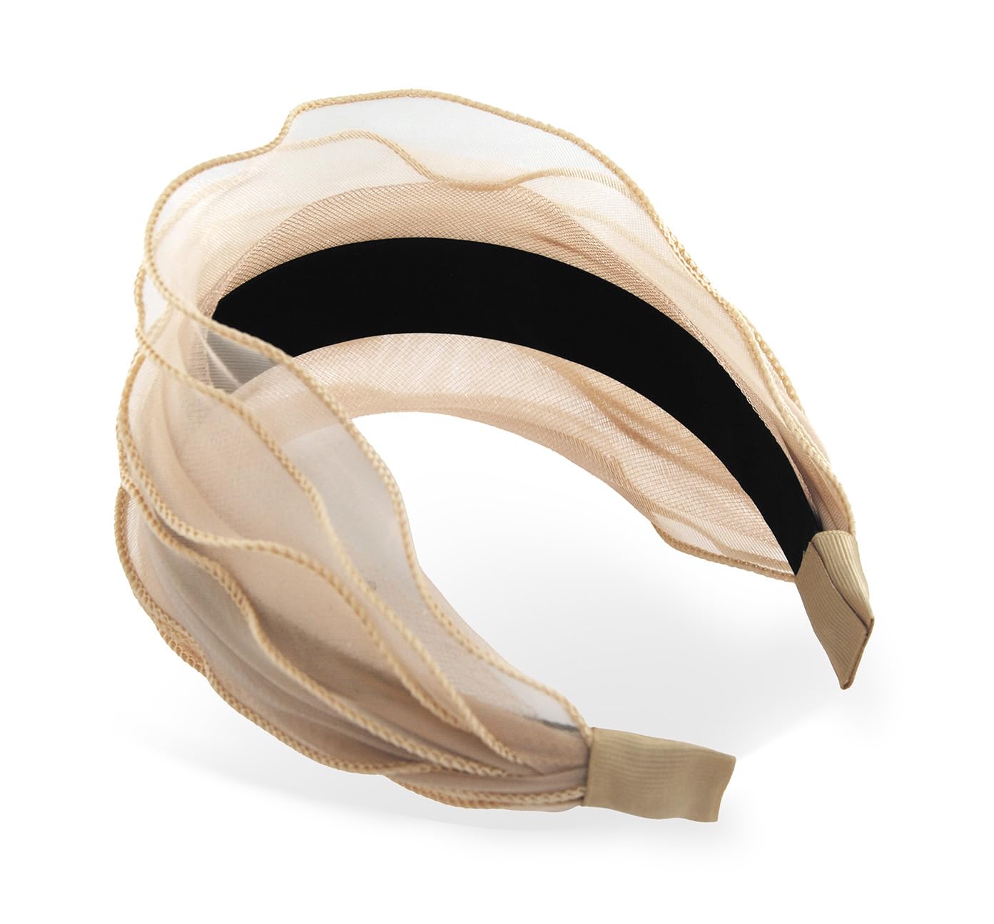 axy Wide Headband in Fashionable Design Headband Vintage Hair Accessories Women's Headband HRM2 (Beige) - Image 2