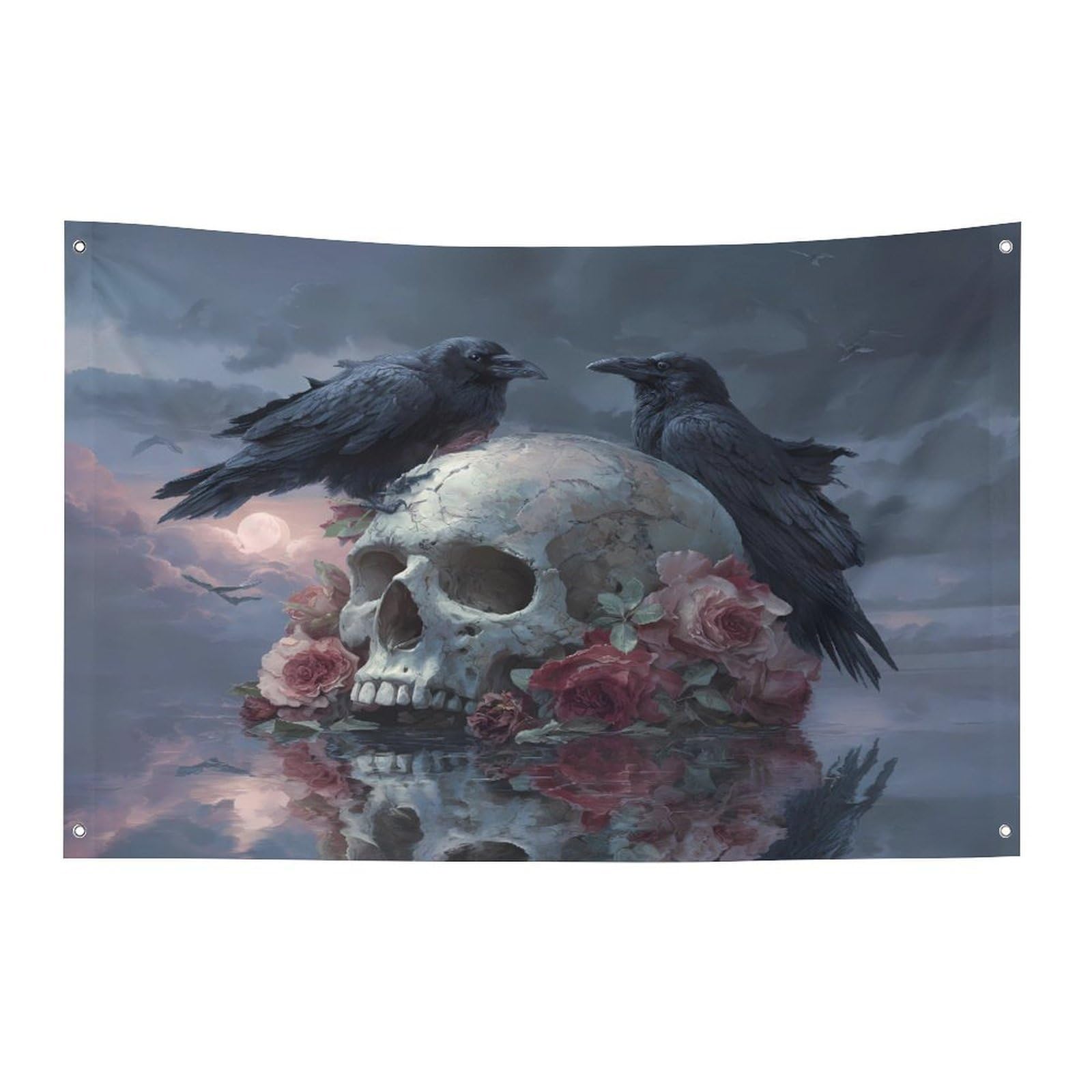 Bandera de calavera de cuervos para decorar fiestas en el patio y zonas de césped