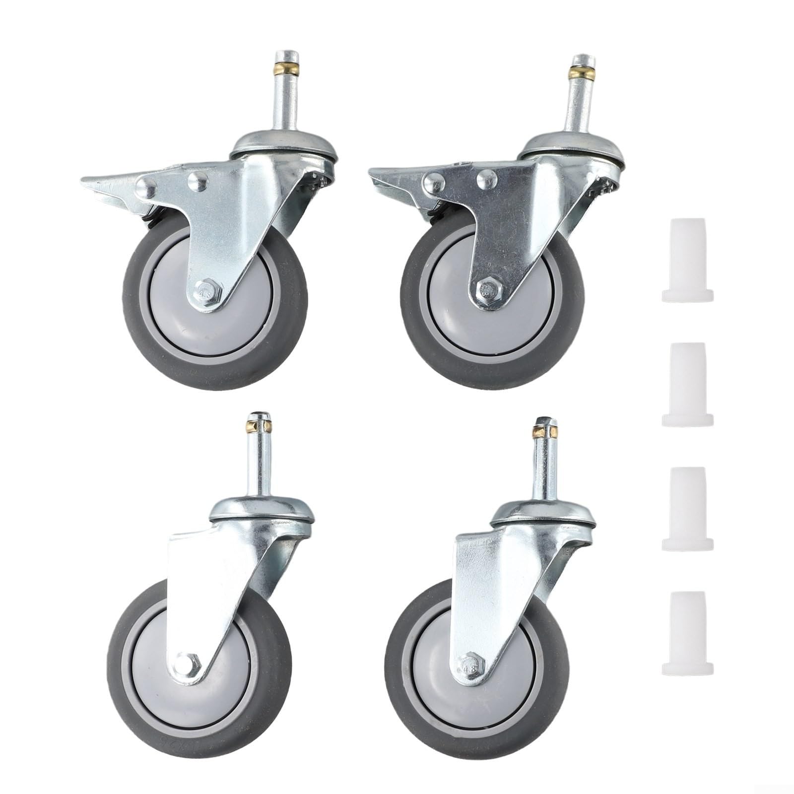 Lot de 4 roulettes robustes en caoutchouc massif de 125 mm avec frein - Pour roulettes pivotantes robustes pour l'industrie et les entrepôts - Design antidérapant - Pour chariots et appareils - Kit de