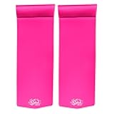 Splash 1.25 Inch Thick Foam Swimming Pool Float Mat Large Adult Lounger with Built-in Roll Pillow, Flamingo Pink (2 Pack)